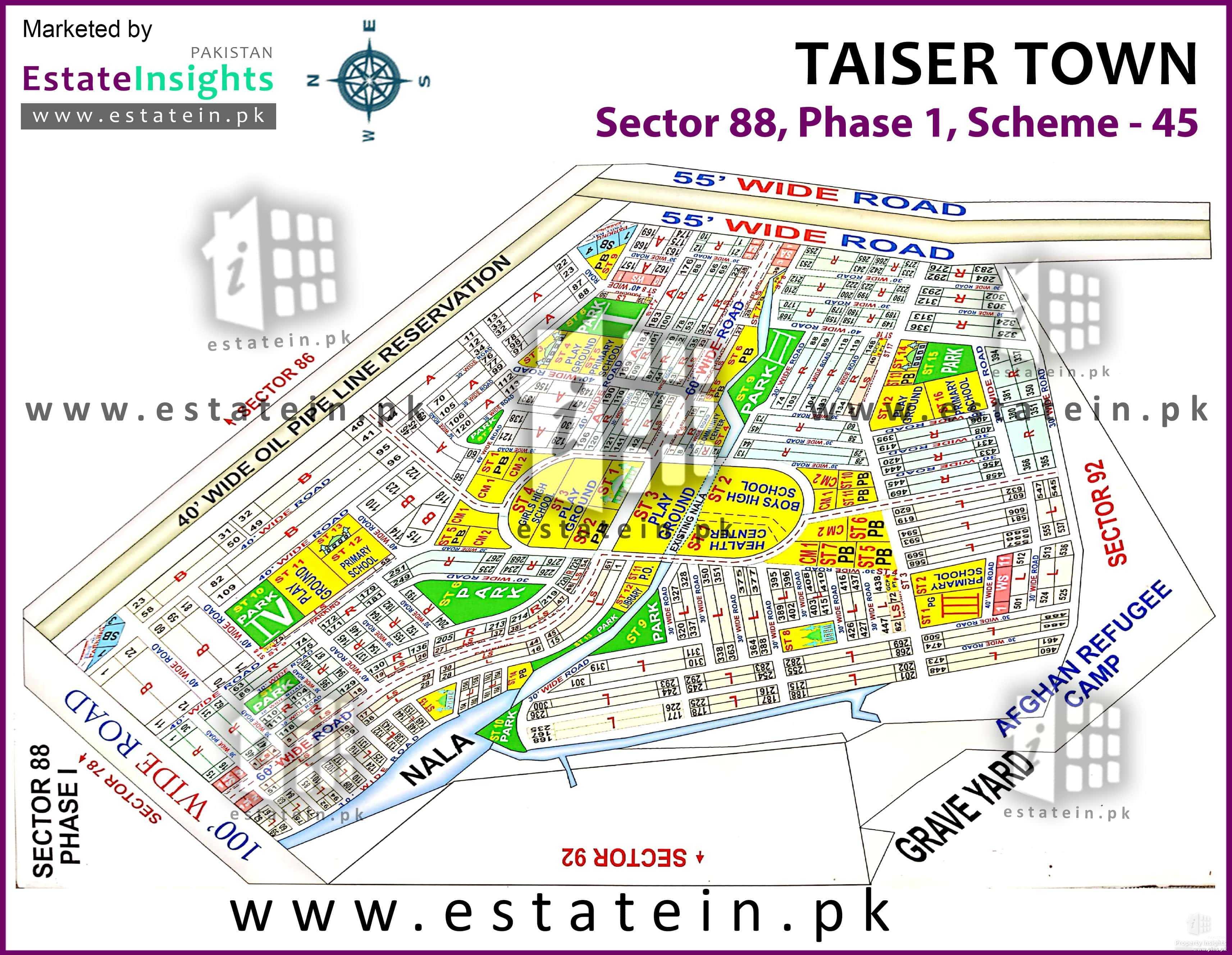 Taiser Town Karachi Map 80 Sq Yard Plot For Sale In Taiser Town Sector 88 Plot For Sale In Karachi