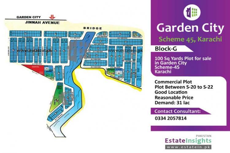 100 Sq Yards Commercial Plot for sale in Block-G Garden City