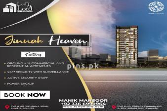 Jinnah Heaven 2BHK 1168 SQFT Apartment 3-year installment payment schedule