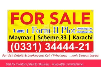 For Sale 1 Acre Plot gulshan e Maymar Main Road