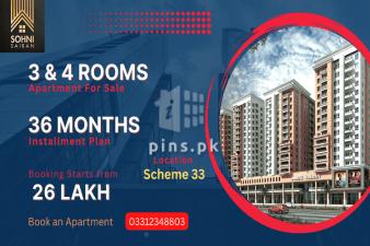 3 Rooms Luxury apartment on booking in 26 Lakh Sohni Saibab