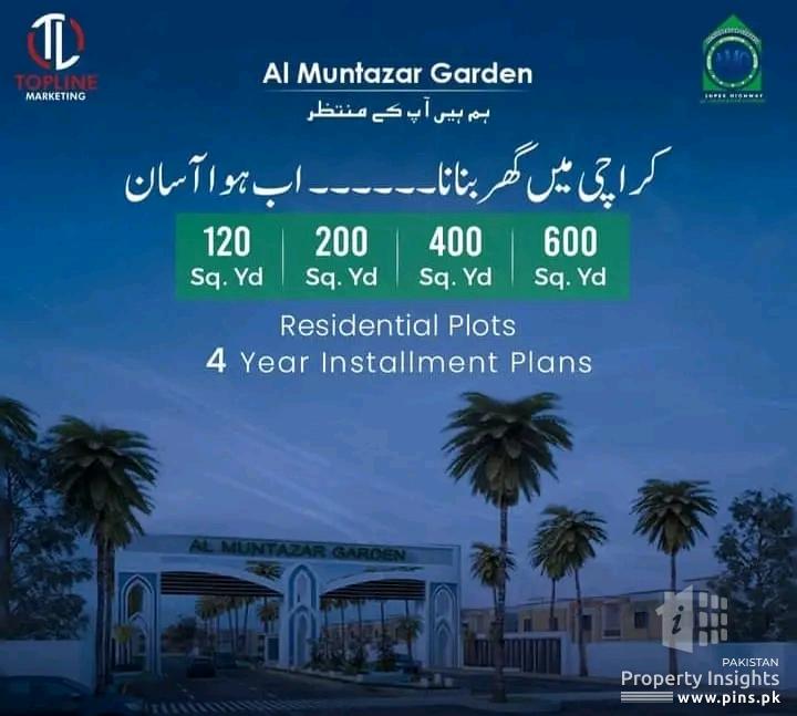 120 yards plot for sale on Installment Al Muntazar Garden