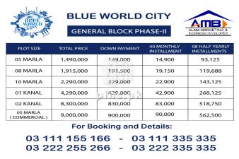 Blue World City 5, 8, 10 Marla Plot for sale 