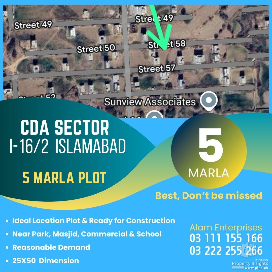 5 Marla plot for sale I-16/2 Islamabad- CDA Sector 