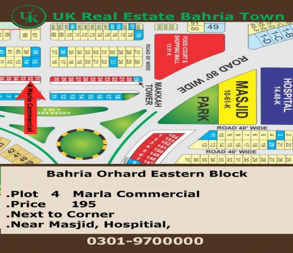 4 Marla Commercial Plots 34 Bahria Orchard Eastern